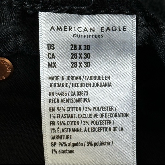 American Eagle Men’s AE AirFlex+ Slim Straight Jeans in Black Size 28 - Picture 4 of 7